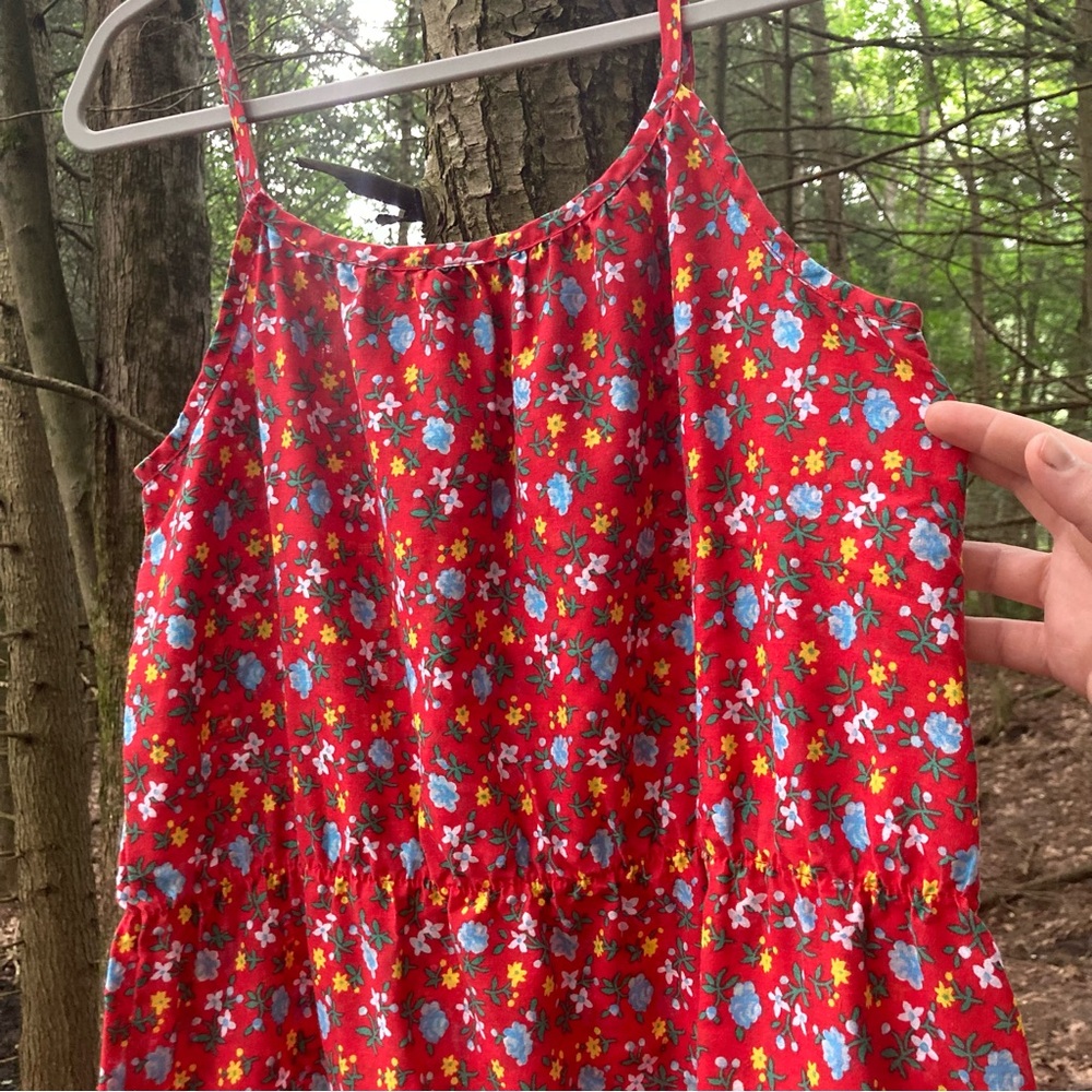 Vintage Sears Medium Lightweight Poly/Cotton Floral Spaghetti Strap Sundress!